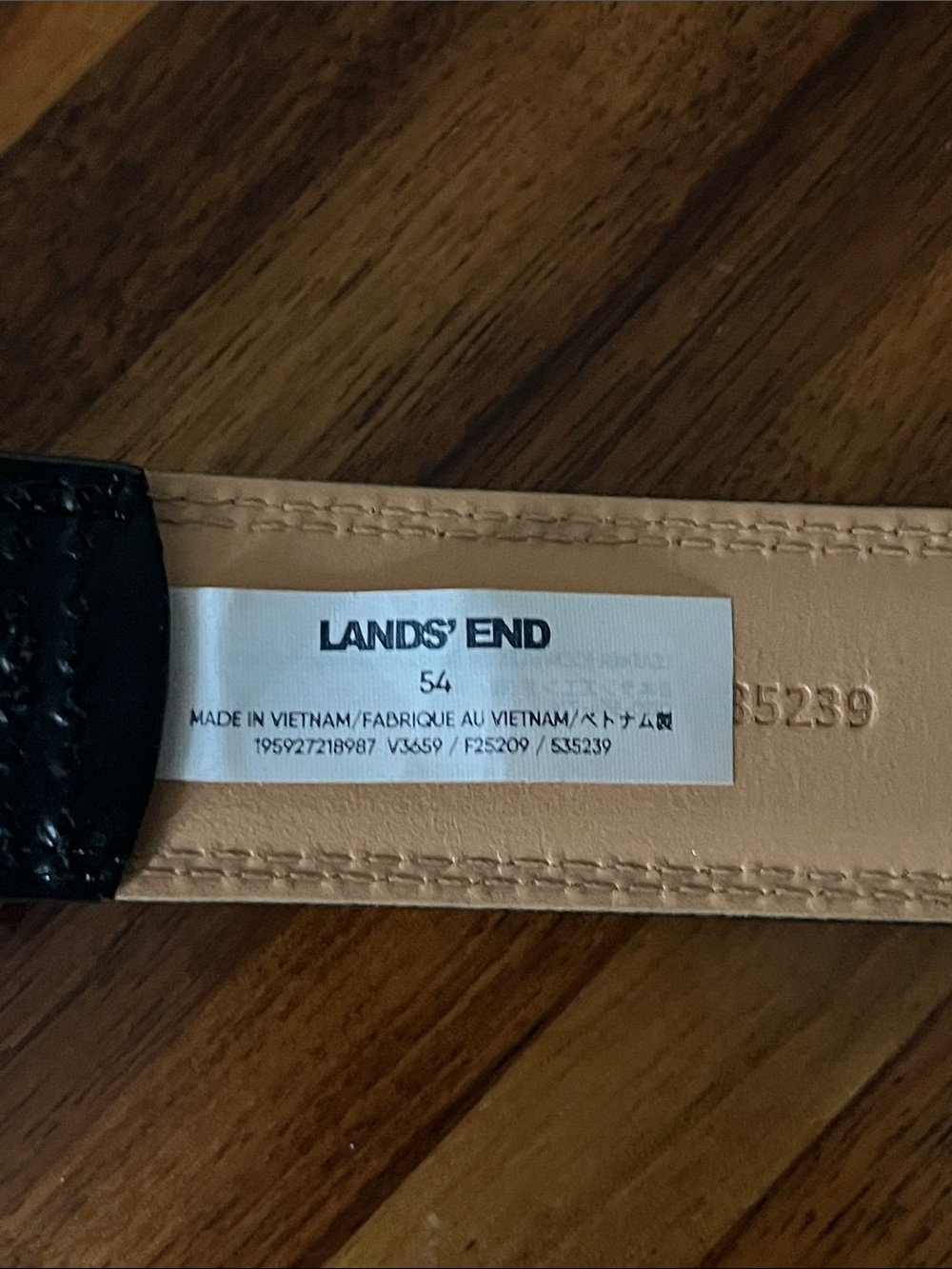 Lands’ End Black Leather Belt Sz 54 60” Long Silver Buckle Big & Tall - Picture 11 of 15